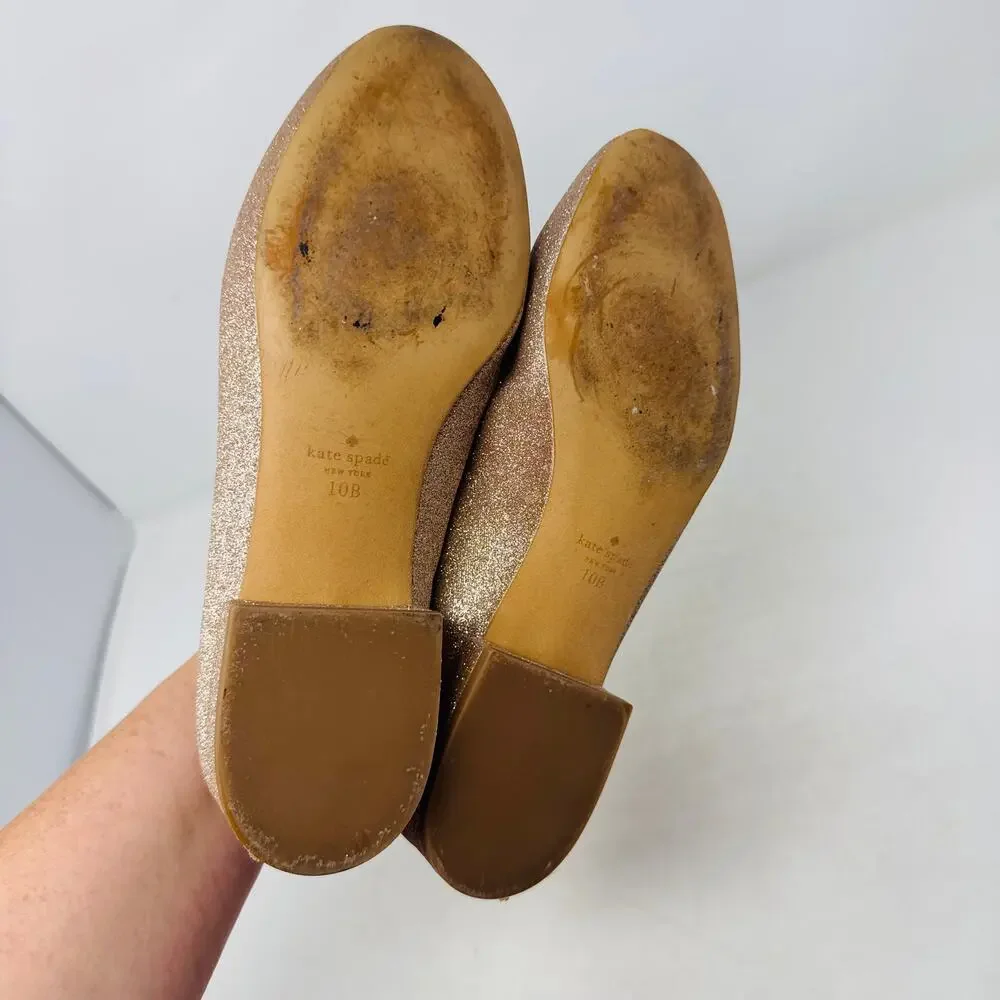 Kate Spade New York Gold Glitter Loafers Slip-On‎ Flats Party Shoes 10B
